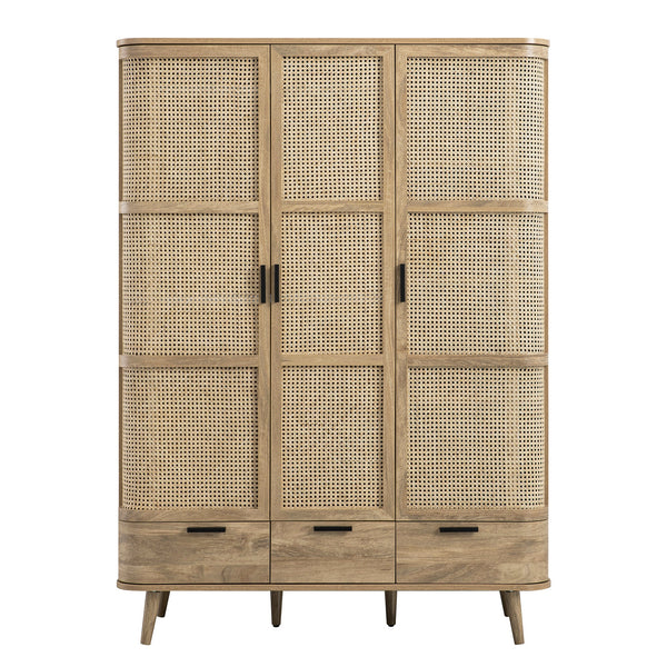 Izzy Curved Rattan Triple Closet, Natural