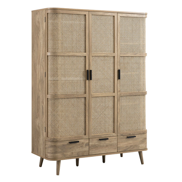 Izzy Curved Rattan Triple Closet, Natural