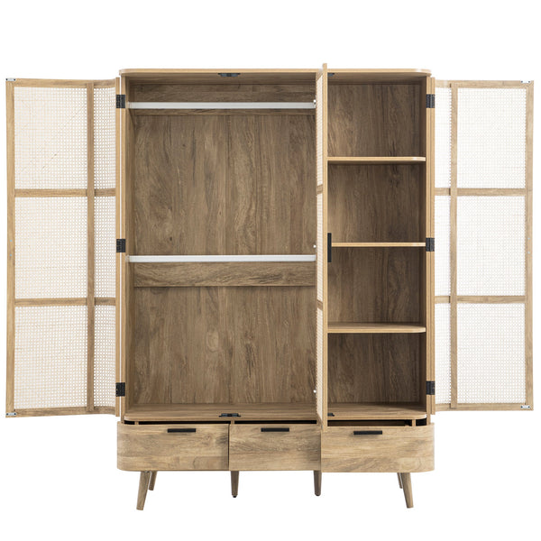 Izzy Curved Rattan Triple Closet, Natural