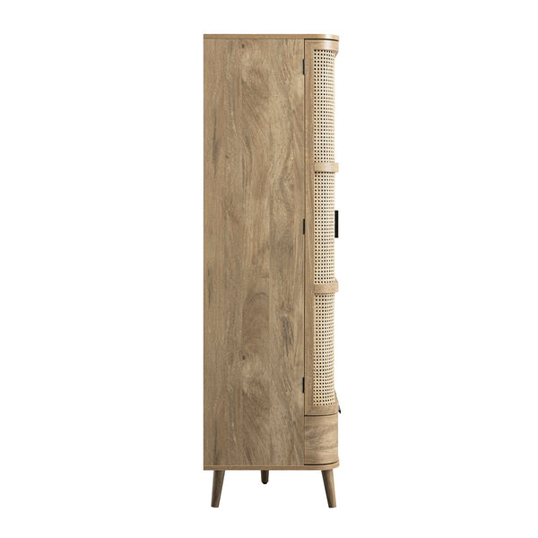 Izzy Curved Rattan Triple Closet, Natural
