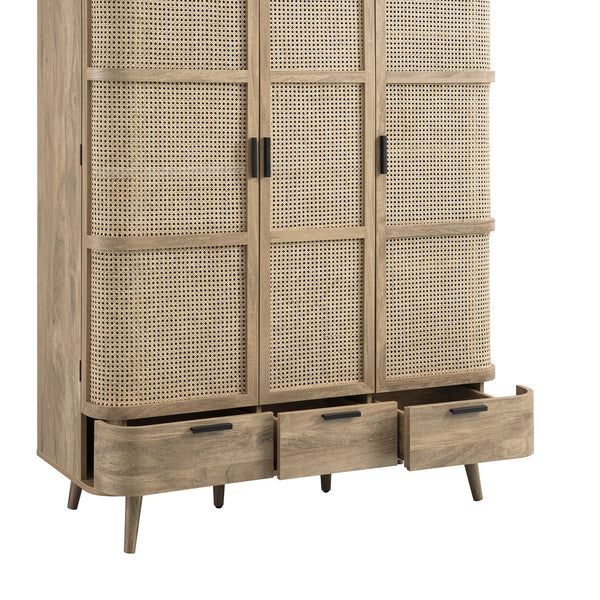 Izzy Curved Rattan Triple Closet, Natural