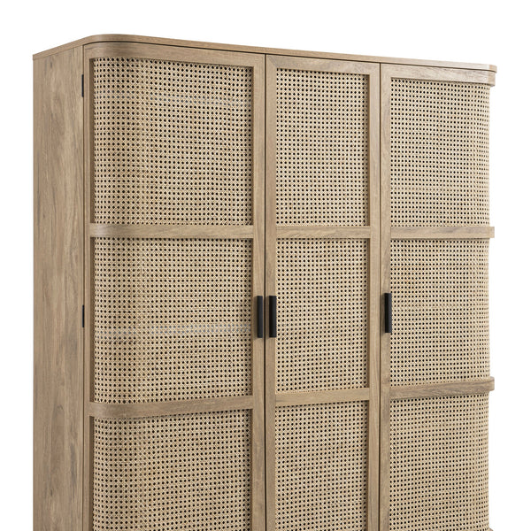 Izzy Curved Rattan Triple Closet, Natural