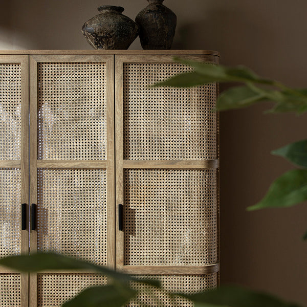 Izzy Curved Rattan Triple Closet, Natural