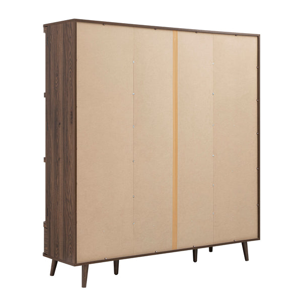 Izzy Curved Rattan 4-Door Closet, Walnut