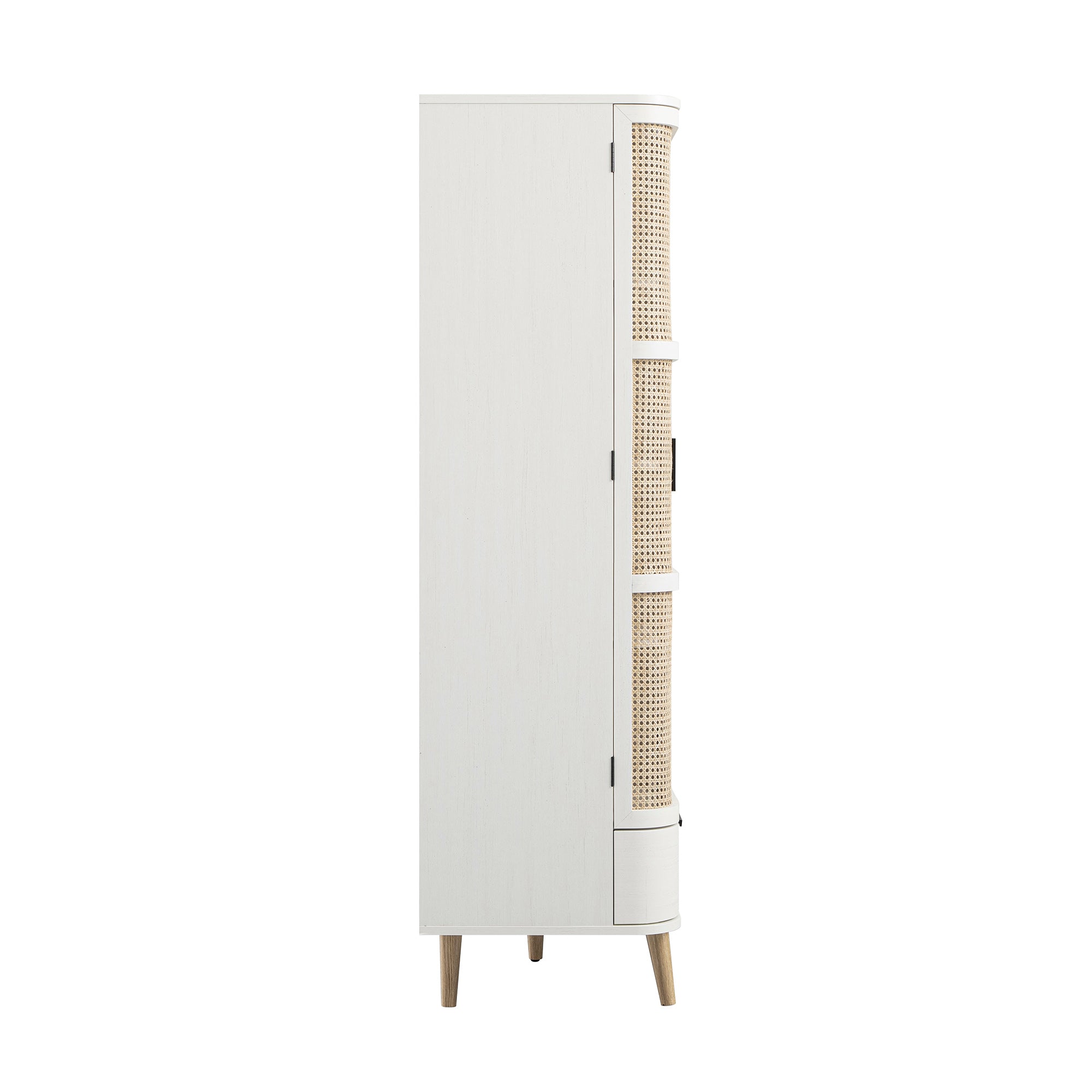Izzy Curved Rattan 4-Door Closet, White