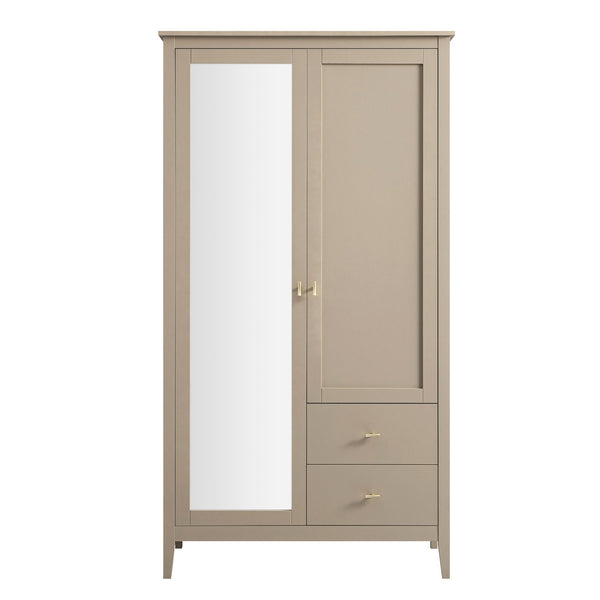 Oakham Mirrored Double Closet, Deep Greige