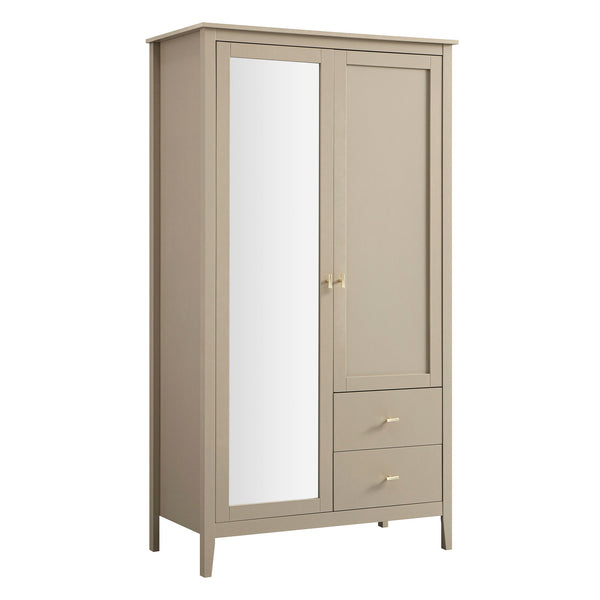Oakham Mirrored Double Closet, Deep Greige