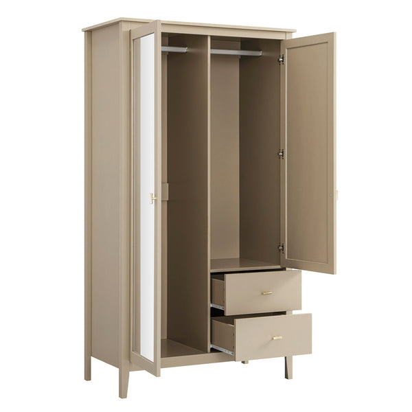 Oakham Mirrored Double Closet, Deep Greige