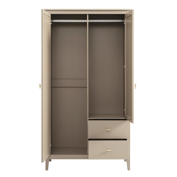 Oakham Mirrored Double Closet, Deep Greige