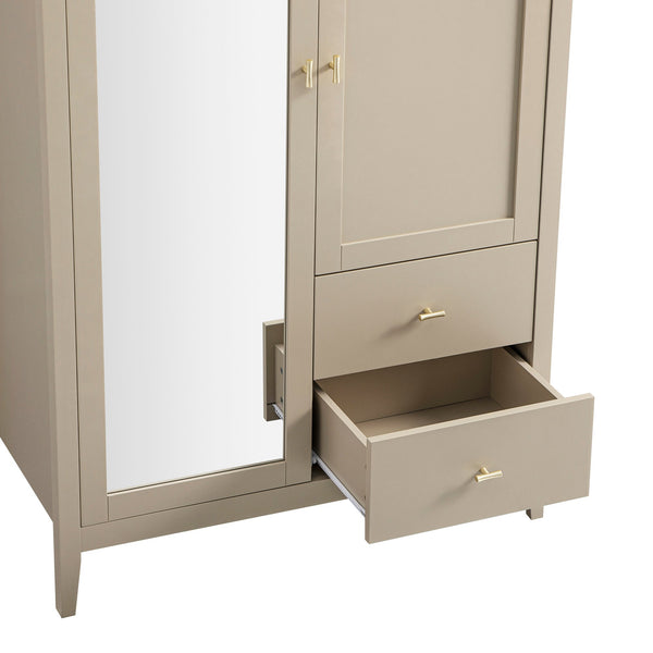 Oakham Mirrored Double Closet, Deep Greige