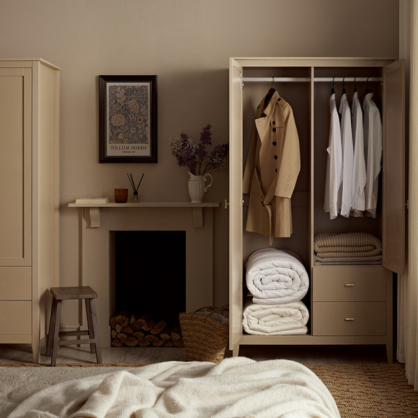 Oakham Mirrored Double Closet, Deep Greige