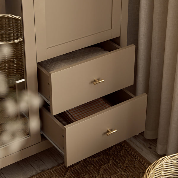 Oakham Mirrored Double Closet, Deep Greige