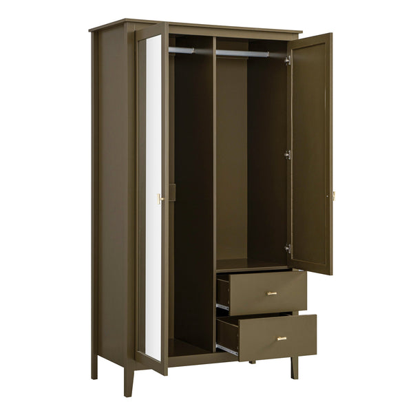 Oakham Mirrored Double Closet, Olive Grove