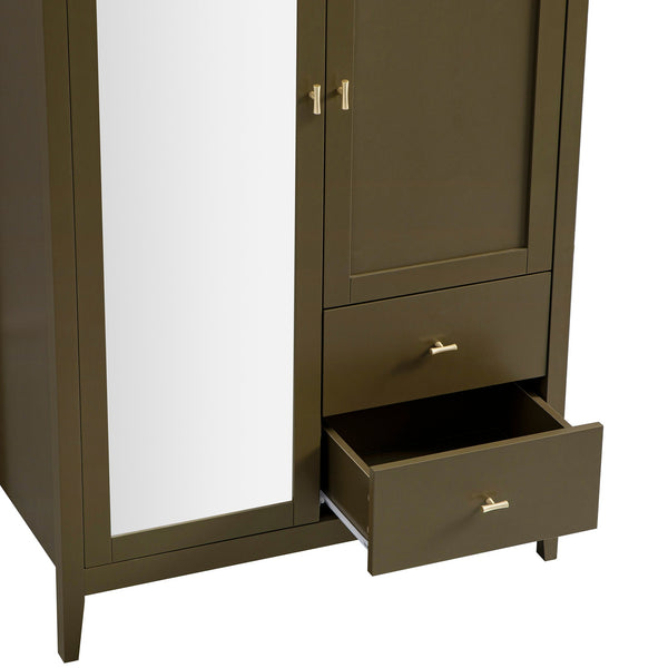 Oakham Mirrored Double Closet, Olive Grove