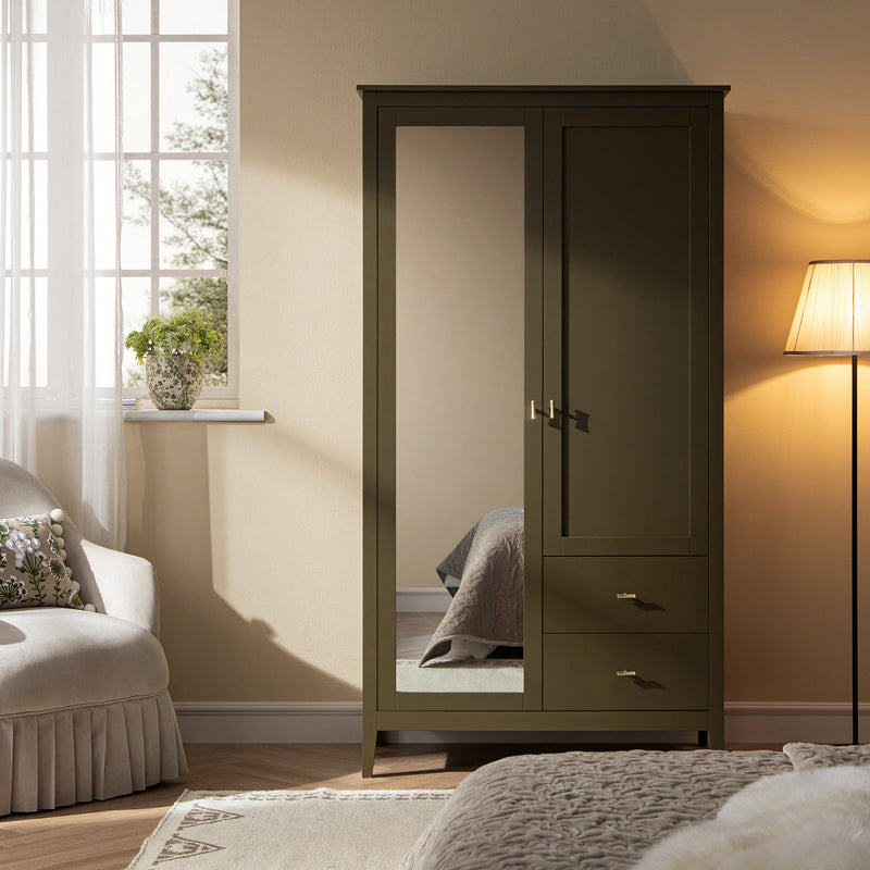 Oakham Mirrored Double Closet, Olive Grove