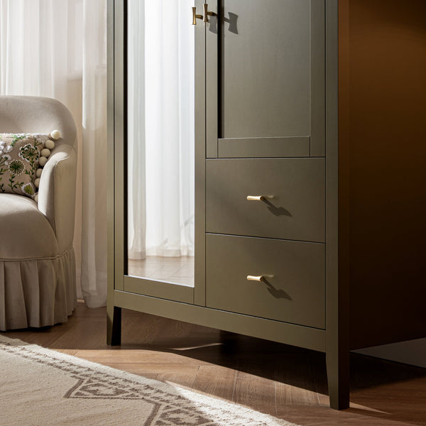 Oakham Mirrored Double Closet, Olive Grove