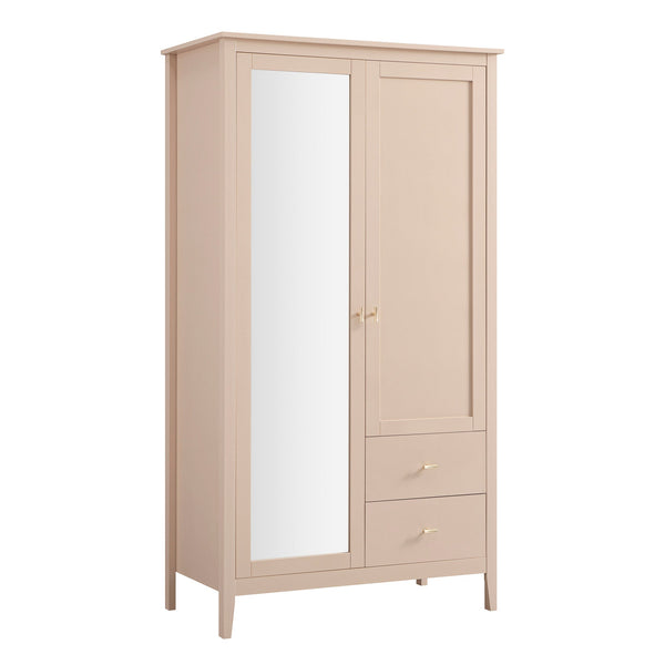 Oakham Mirrored Double Closet, Nude Pink