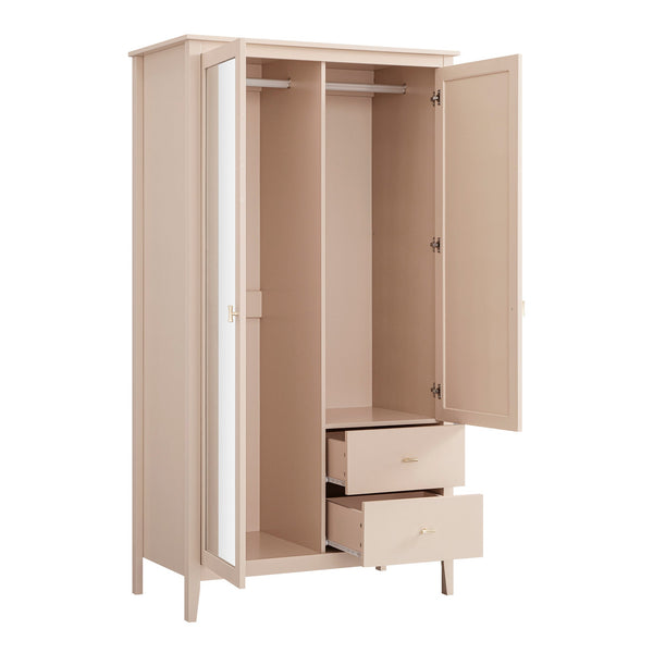 Oakham Mirrored Double Closet, Nude Pink