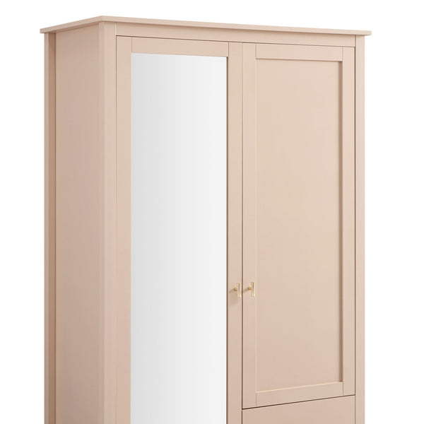 Oakham Mirrored Double Closet, Nude Pink