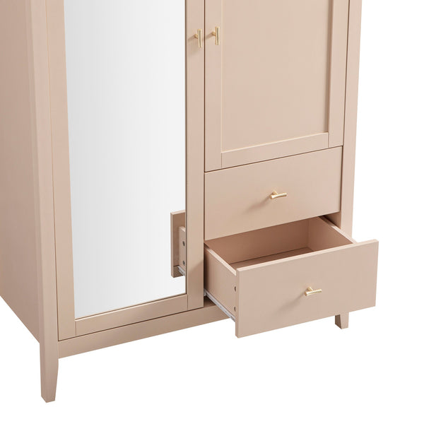 Oakham Mirrored Double Closet, Nude Pink