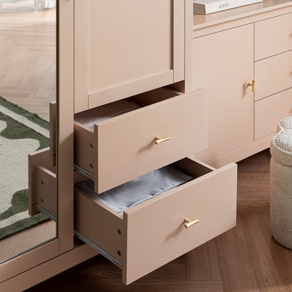 Oakham Mirrored Double Closet, Nude Pink