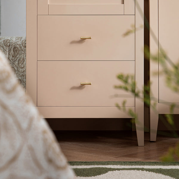 Oakham Mirrored Double Closet, Nude Pink