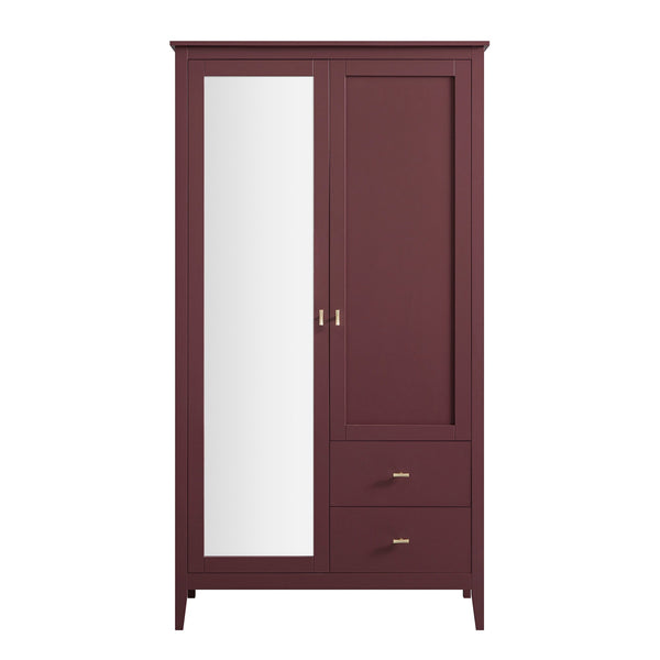 Oakham Mirrored Double Closet, Wild Cherry