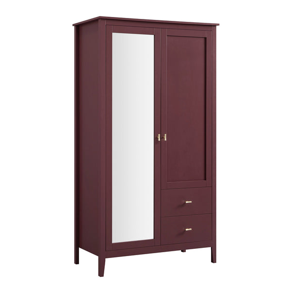 Oakham Mirrored Double Closet, Wild Cherry