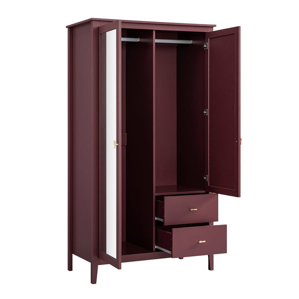 Oakham Mirrored Double Closet, Wild Cherry