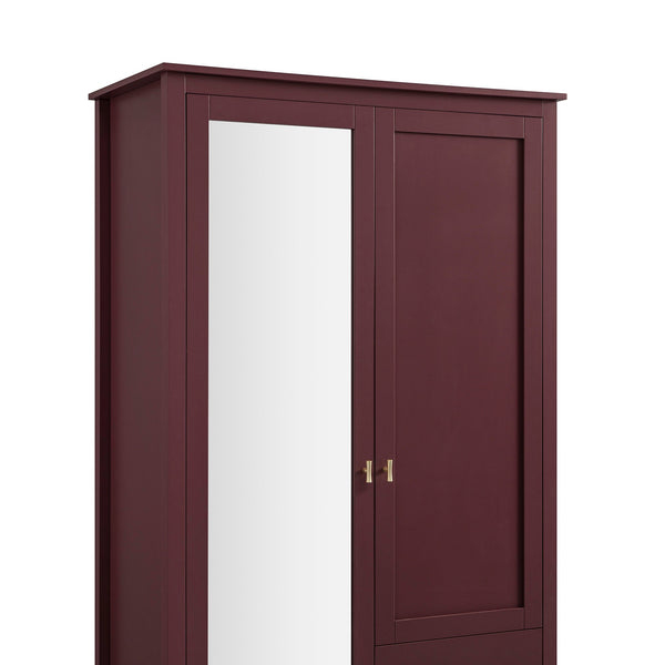 Oakham Mirrored Double Closet, Wild Cherry