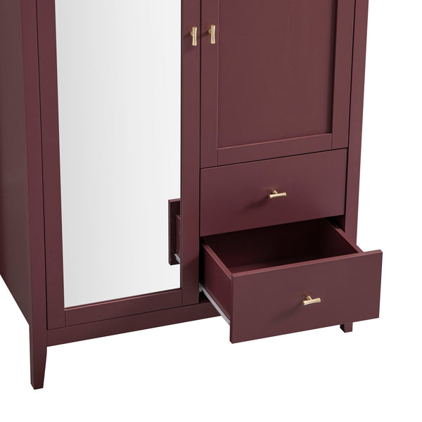 Oakham Mirrored Double Closet, Wild Cherry