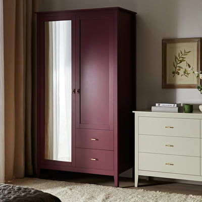 Oakham Mirrored Double Closet, Wild Cherry