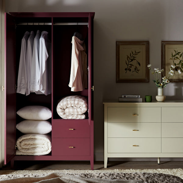 Oakham Mirrored Double Closet, Wild Cherry