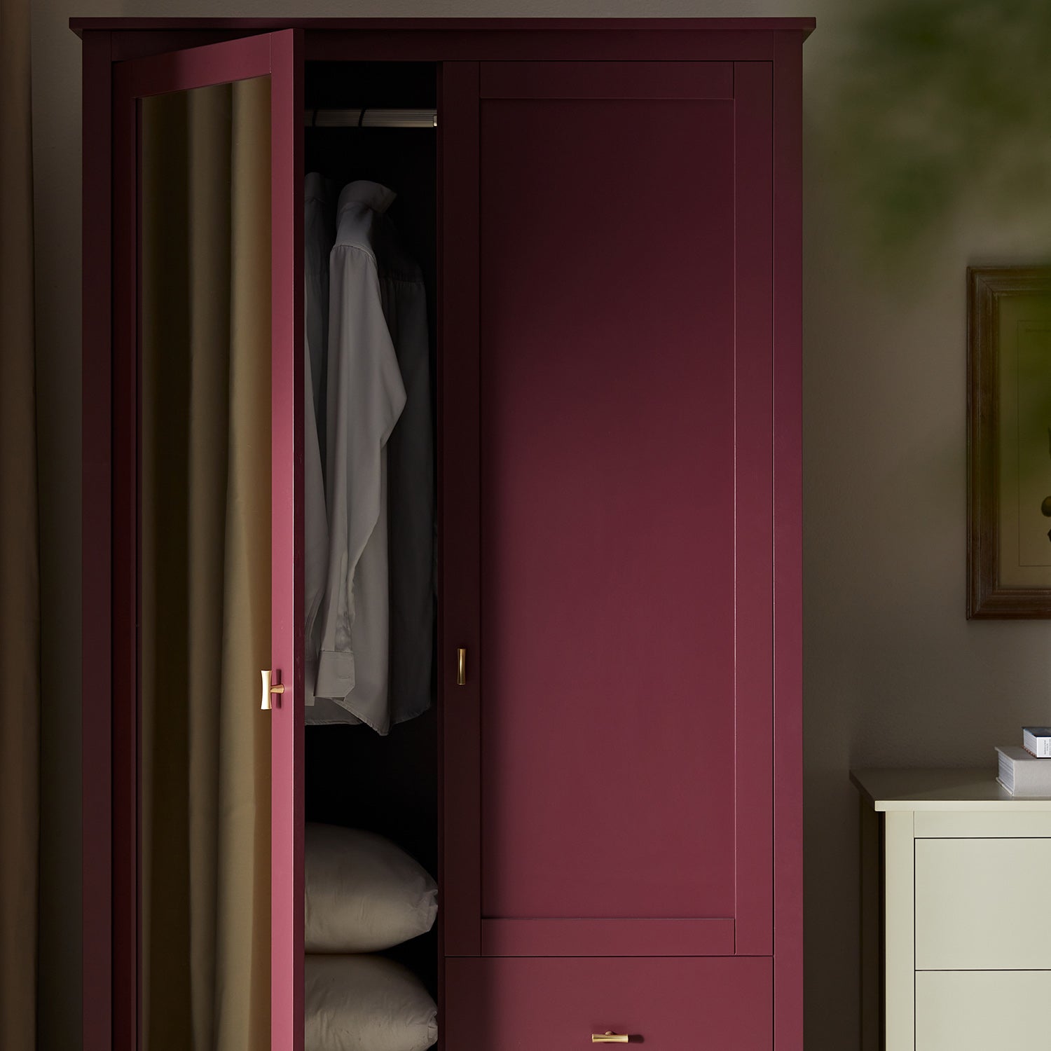 Oakham Mirrored Double Closet, Wild Cherry