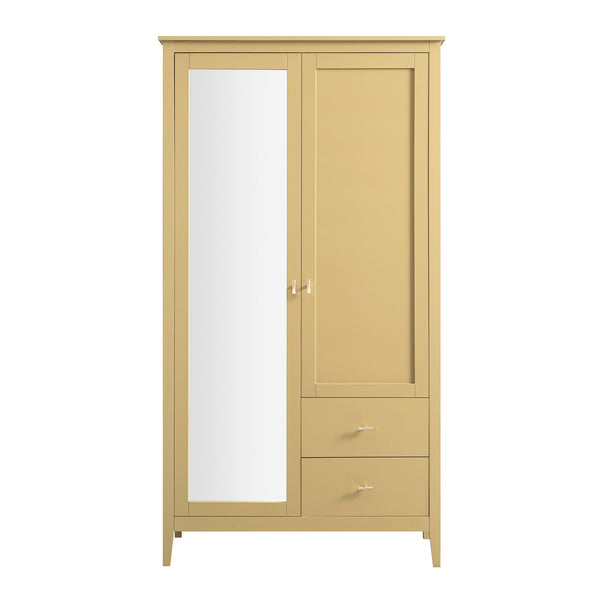 Oakham Mirrored Double Closet, Rattan Yellow