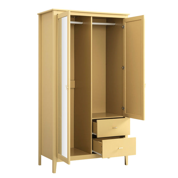 Oakham Mirrored Double Closet, Rattan Yellow