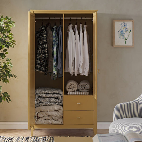 Oakham Mirrored Double Closet, Rattan Yellow