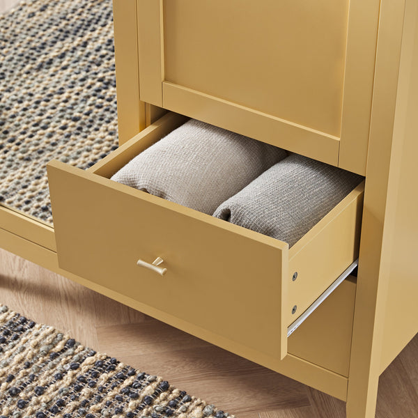 Oakham Mirrored Double Closet, Rattan Yellow