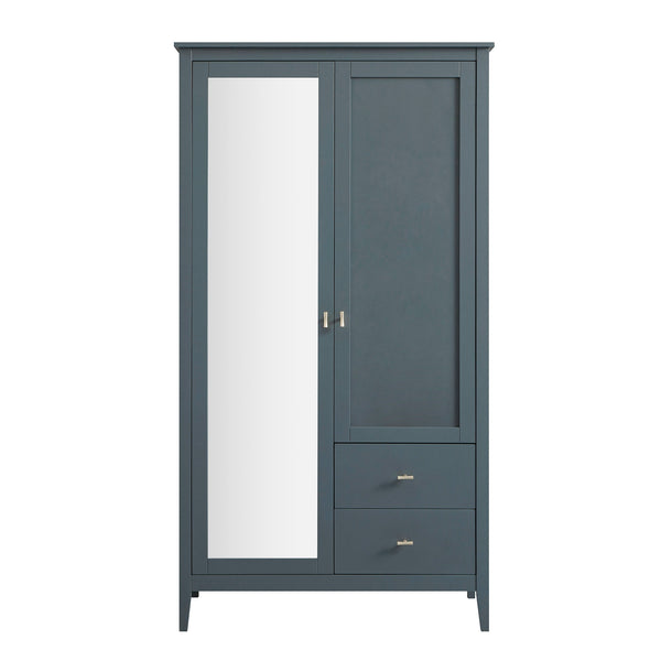 Oakham Mirrored Double Closet, Stormy Blue