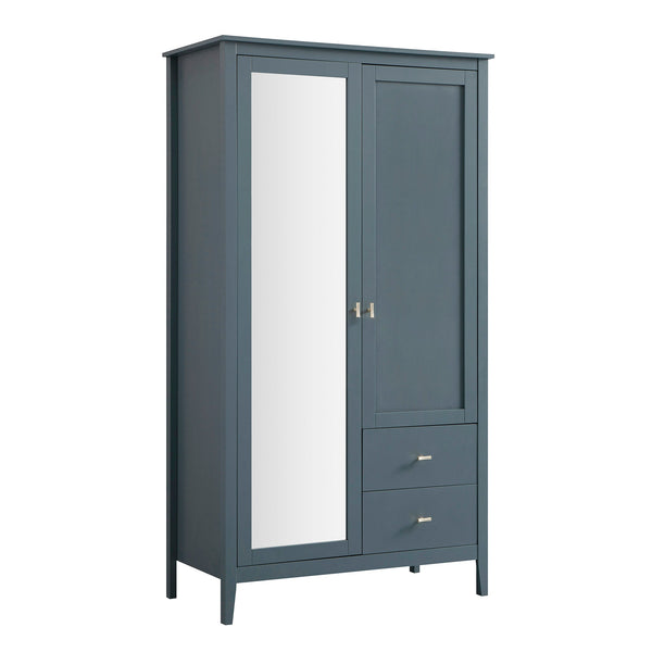 Oakham Mirrored Double Closet, Stormy Blue