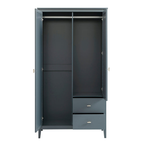 Oakham Mirrored Double Closet, Stormy Blue