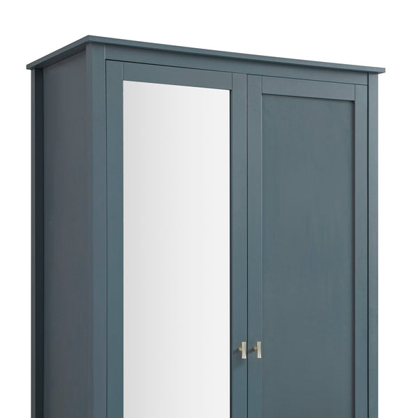 Oakham Mirrored Double Closet, Stormy Blue