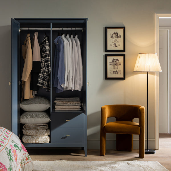 Oakham Mirrored Double Closet, Stormy Blue