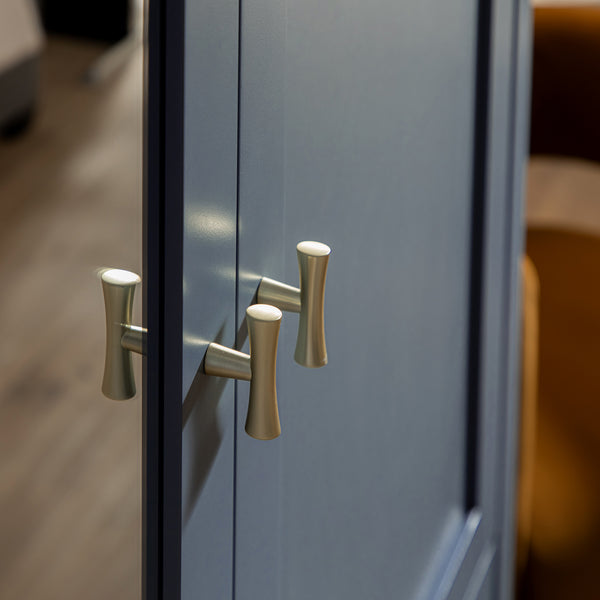 Oakham Mirrored Double Closet, Stormy Blue