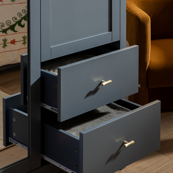 Oakham Mirrored Double Closet, Stormy Blue