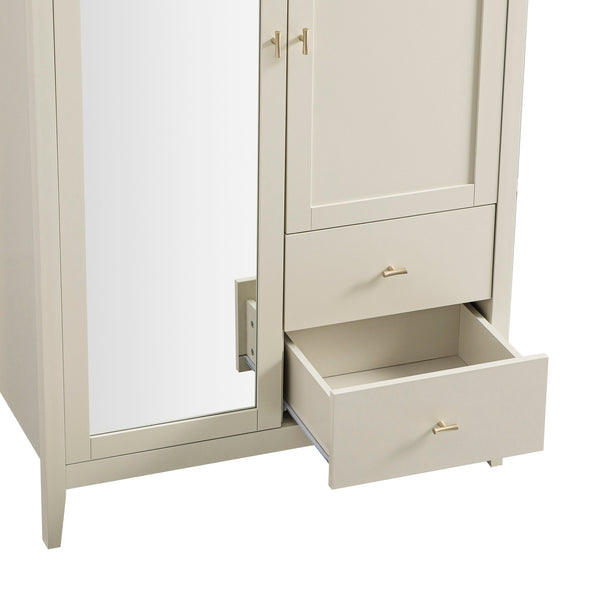 Oakham Mirrored Double Closet, Shaded White