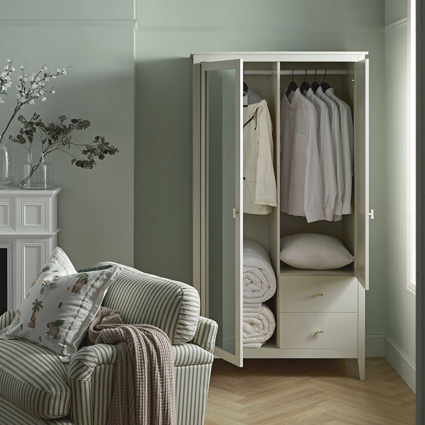 Oakham Mirrored Double Closet, Shaded White