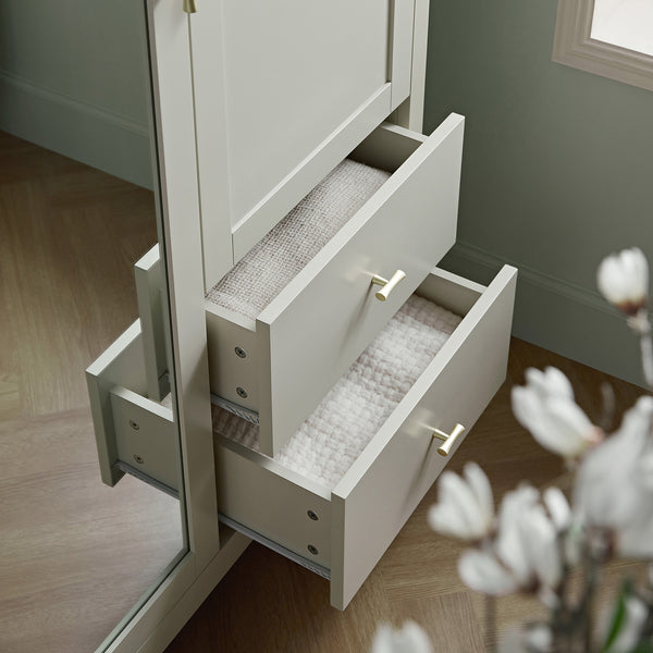 Oakham Mirrored Double Closet, Shaded White