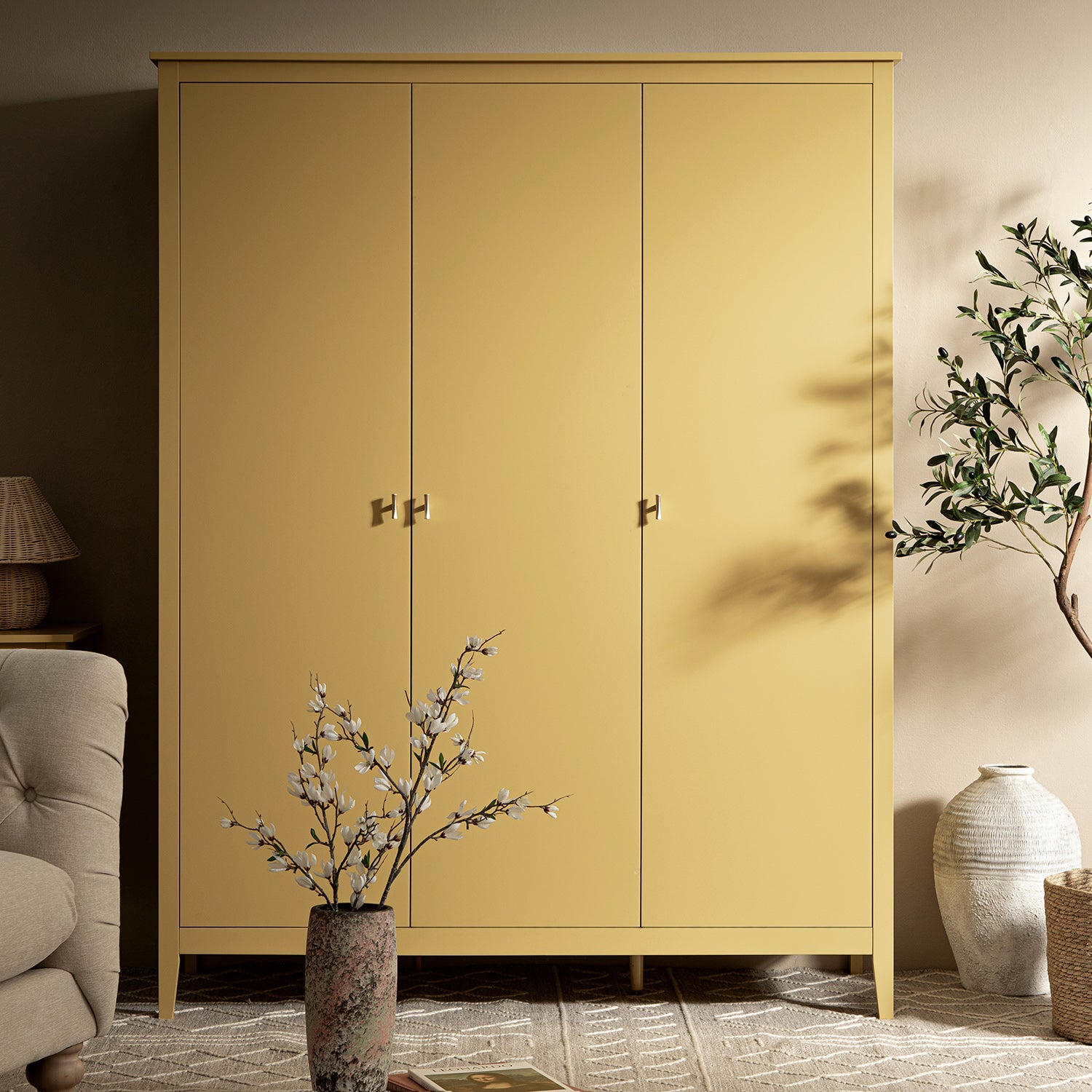 Oakham Triple Closet, Rattan Yellow