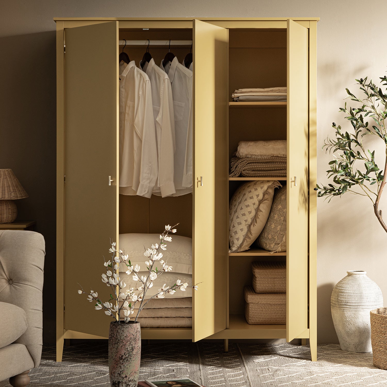 Oakham Triple Closet, Rattan Yellow